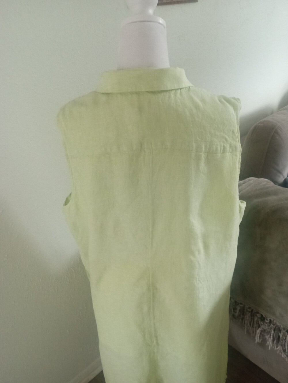 CHICO'S Linen Sleeveless Button Down Tunic Top/Dress In Lime | XL - Picture 9 of 13